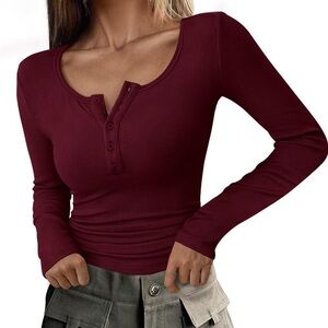 Elegant Maroon Long Sleeve Top